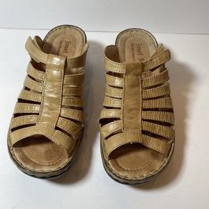 Josef Seibel Womens Catalonia Tan Sandals EUR 36 Wedge Comfort Slip On